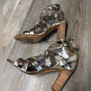 Banana Republic Gold Lace Up Gladiator Heels